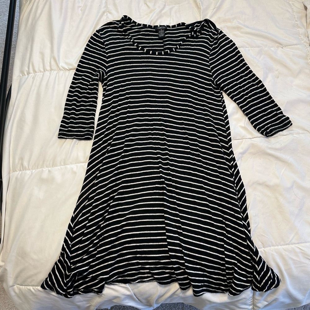 Rue21 Black and White Striped Top